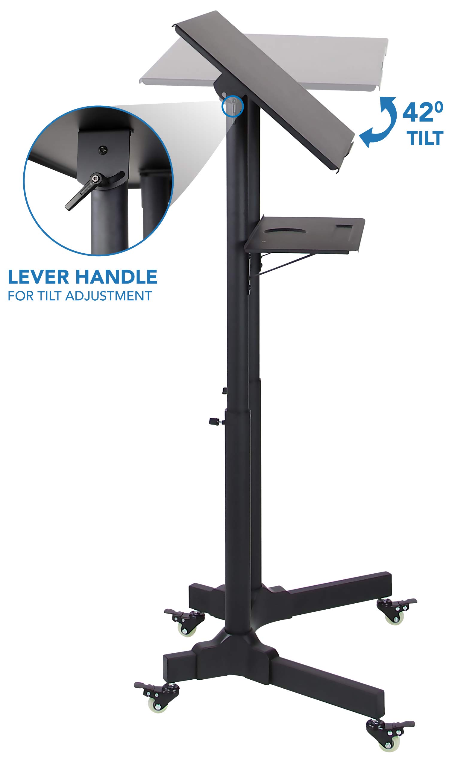 Mount-It! Mobile Standing Height Desk, Portable Podium and Rolling Presentation Lectern, Laptop Stand Up Desk with Caster Wheels (MI-7971)