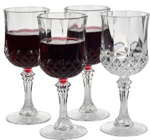 home-x - elegant unbreakable hard plastic crystal goblets | ideal for wine & champagne | perfect stem glass for parties, weddings, outdoor events, bbq and picnics