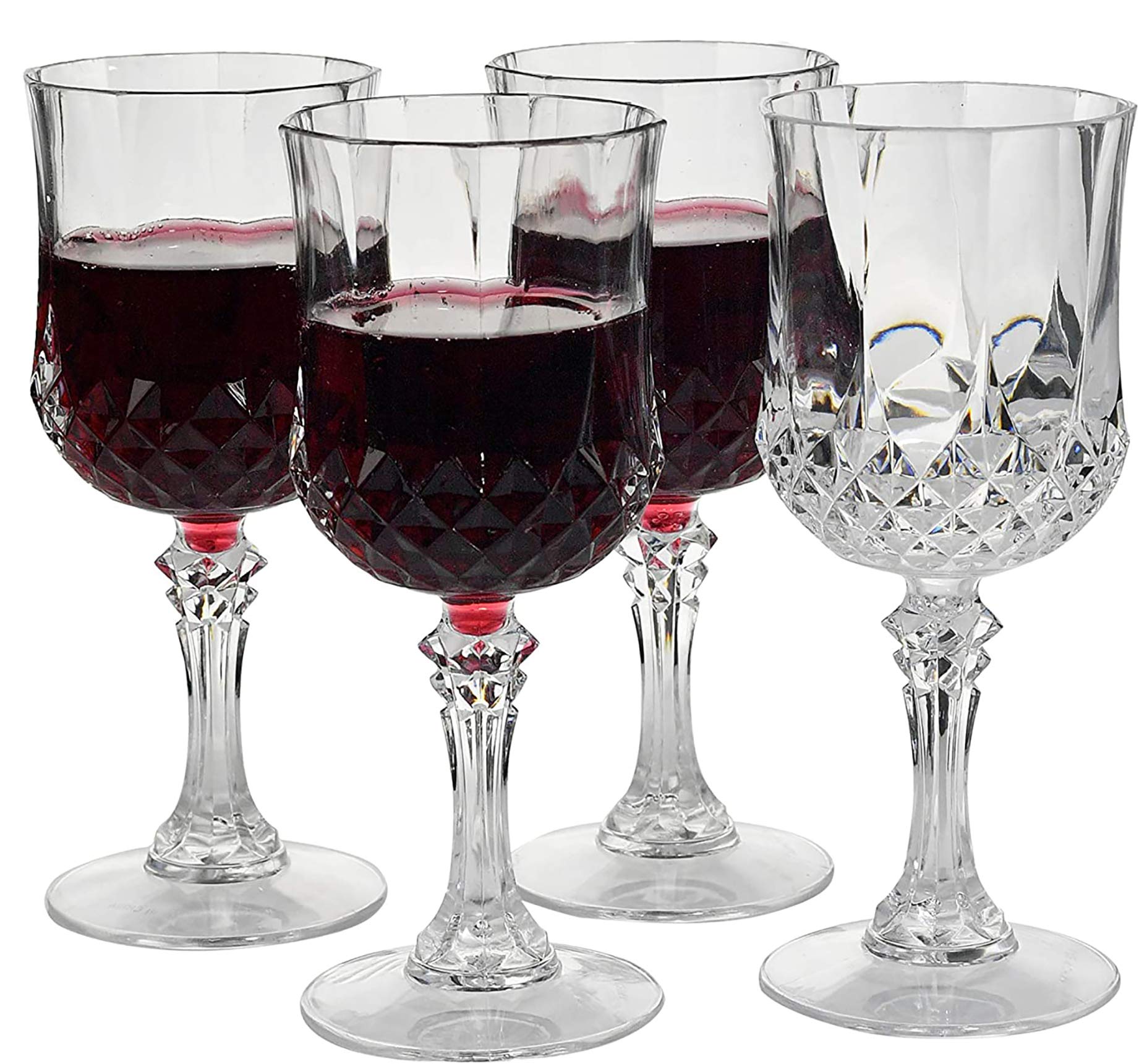 Home-X - Elegant Unbreakable Hard Plastic Crystal Goblets | Ideal For Wine & Champagne | Perfect Stem Glass For Parties, Weddings, Outdoor Events, BBQ and Picnics