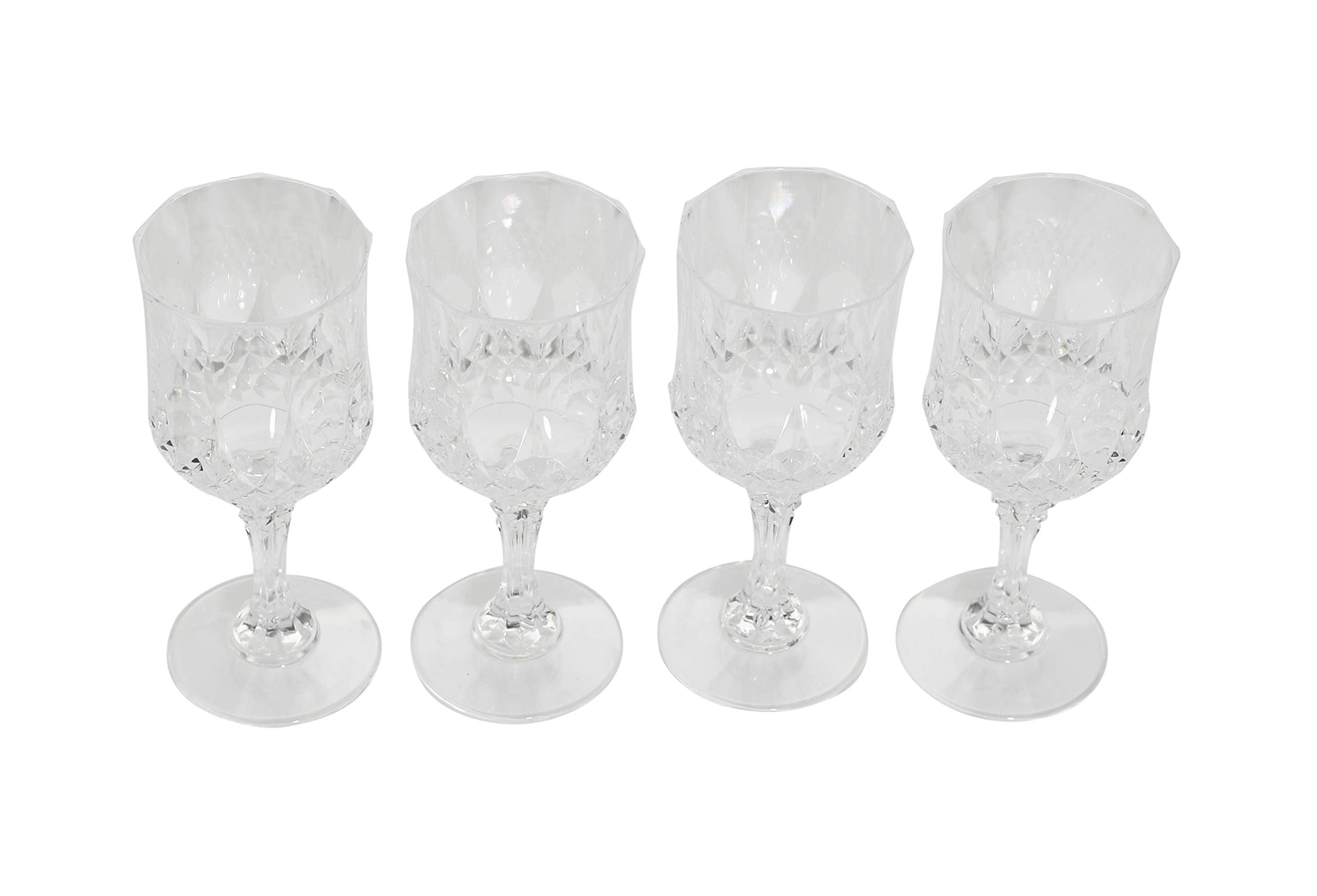 Home-X - Elegant Unbreakable Hard Plastic Crystal Goblets | Ideal For Wine & Champagne | Perfect Stem Glass For Parties, Weddings, Outdoor Events, BBQ and Picnics