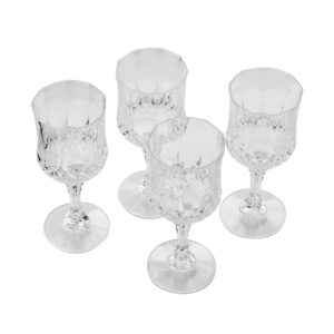 Home-X - Elegant Unbreakable Hard Plastic Crystal Goblets | Ideal For Wine & Champagne | Perfect Stem Glass For Parties, Weddings, Outdoor Events, BBQ and Picnics