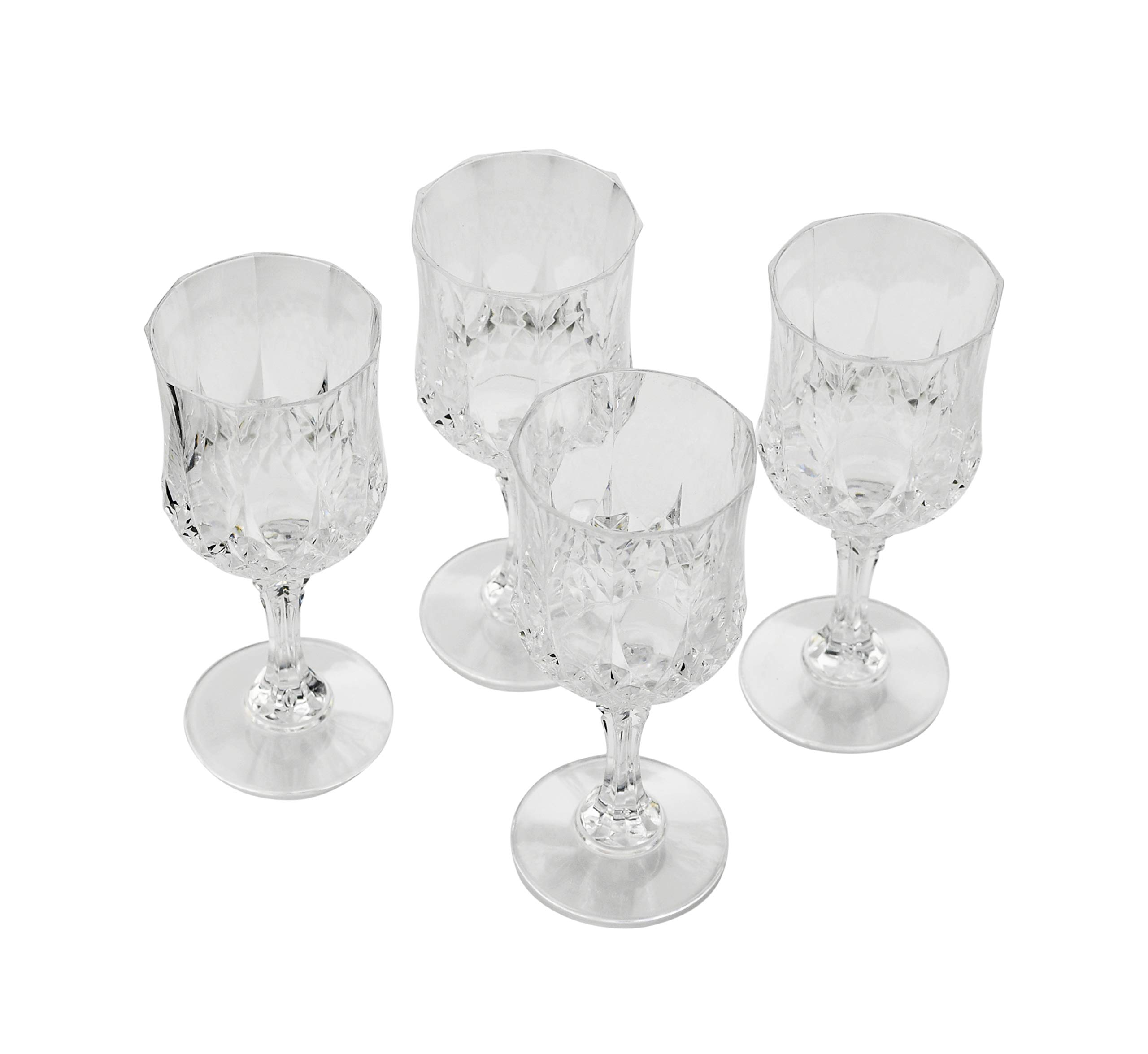 Home-X - Elegant Unbreakable Hard Plastic Crystal Goblets | Ideal For Wine & Champagne | Perfect Stem Glass For Parties, Weddings, Outdoor Events, BBQ and Picnics