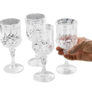 Home-X - Elegant Unbreakable Hard Plastic Crystal Goblets | Ideal For Wine & Champagne | Perfect Stem Glass For Parties, Weddings, Outdoor Events, BBQ and Picnics