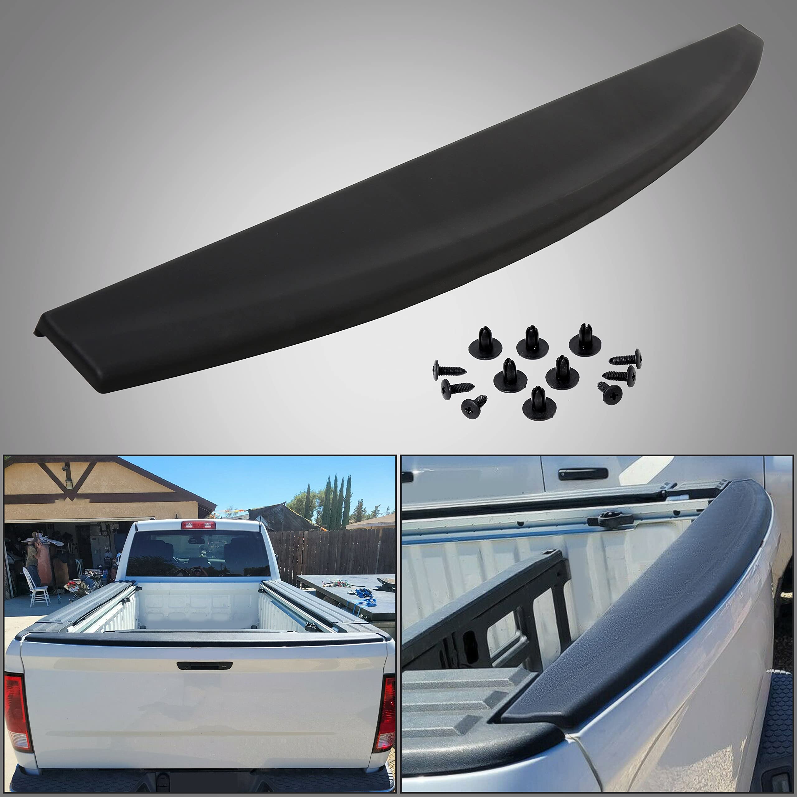 ECOTRIC Tailgate Molding Cap Spoiler Compatible with 2009-2019 Dodge Ram 1500 2500 3500 Classic Replacement for CH1909100 55372052AH 6502632 926-578 Tail Gate Cover Top Protector Lip Trim