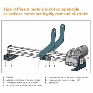 Fromann Okin JLDQ-1A and JLDQ-11 Motor Actuator JLDQ.11.156.333K for Power Electric Recliner Chair with 4 Screws, 2 Nuts