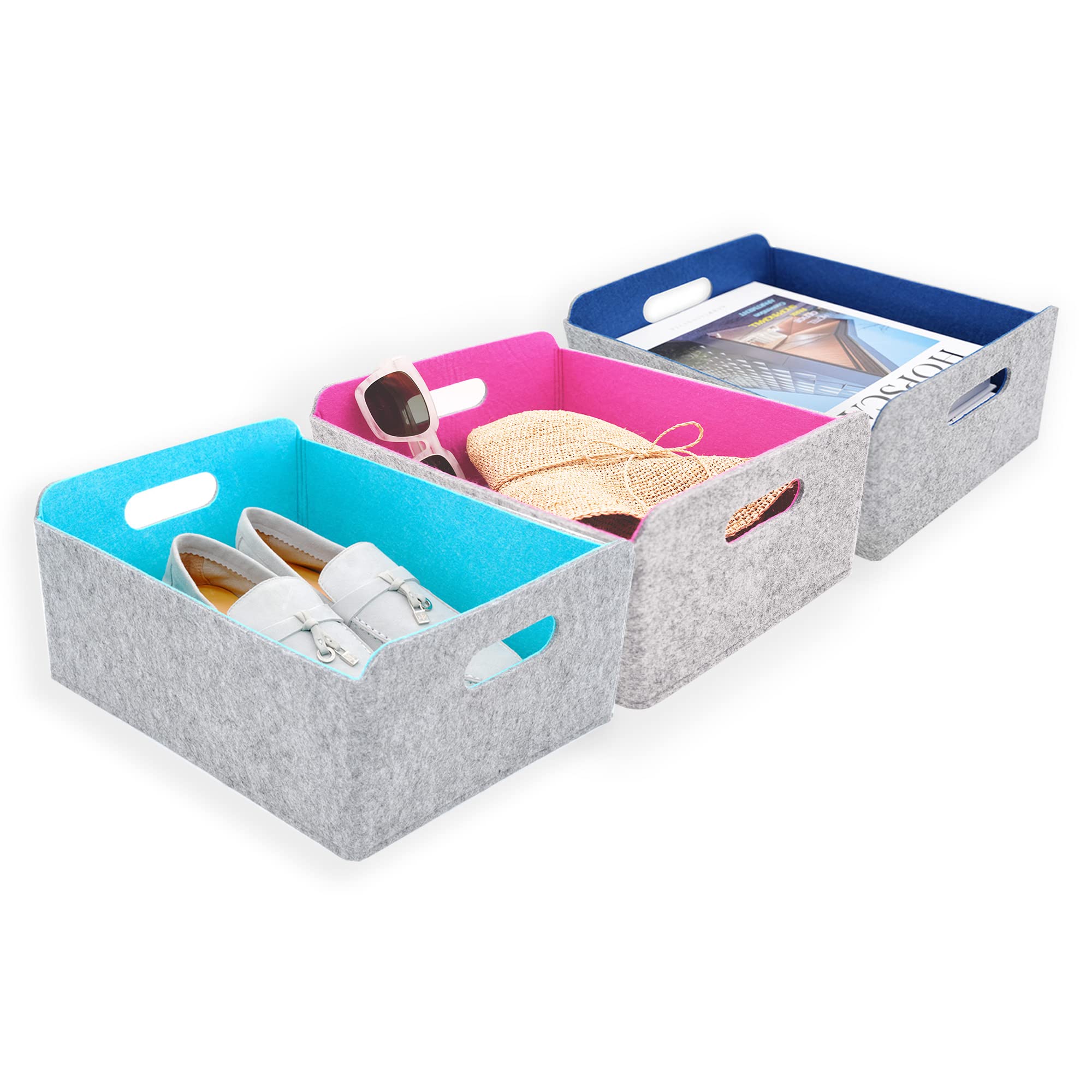 Welaxy storage baskets Felt Foldable Storage Cube bin Shelf Bins Organizer Felt box for Kids Toys Magazine Books Clothes for Office Bedroom Closet Babies Nursery Laundry (Turquoise)