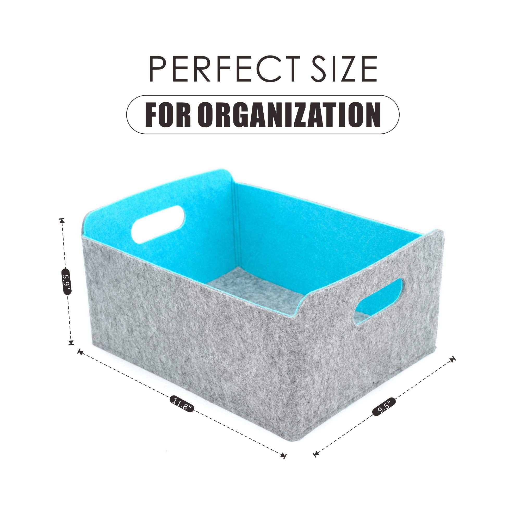 Welaxy storage baskets Felt Foldable Storage Cube bin Shelf Bins Organizer Felt box for Kids Toys Magazine Books Clothes for Office Bedroom Closet Babies Nursery Laundry (Turquoise)