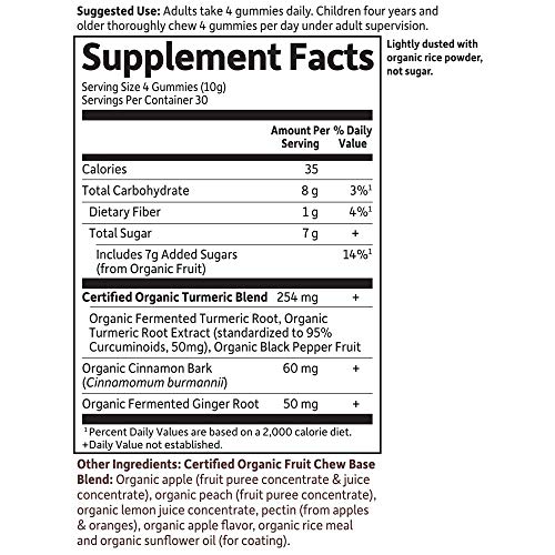 Garden of Life Organics Turmeric Inflammatory Response Gummy - 120 Real Fruit Gummies for Kids & Adults, 50Mg Curcumin (95% Curcuminoids), No Added Sugar, Organic, Non-GMO, Vegan & Gluten Free