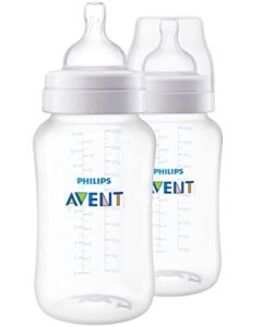 philips avent anti-colic baby bottle 11oz, clear, pack of 2, scf406/24