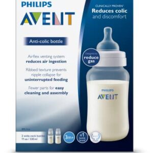 Philips Avent Anti-Colic Baby Bottle 11oz, Clear, Pack of 2, SCF406/24