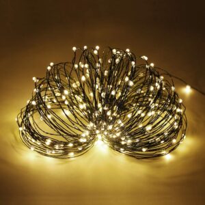 ER CHEN 165ft Led String Lights, 500 Led Starry Lights on 50M Green Copper Wire String Lights Power Adapter + Remote Control(Warm White)