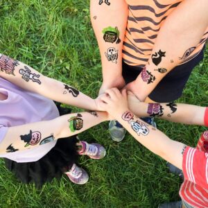 xo, Fetti Halloween Tattoos for Kids - 30 styles | Happy Halloween Decorations, Skeletons, Ghosts, Pumpkins, Spiderwebs + More