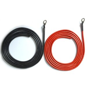 acopower 8awg 8ft ring - bare wire cable solar system; black red cable connection charge controller battery