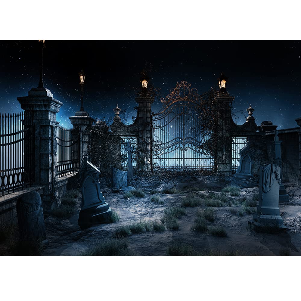 Maijoeyy 7x5ft Halloween Backdrops Graveyard Backdrops for Photography Scary Cemetary Photo Backdrop Halloween Party Backdrop for Kids Photography Props