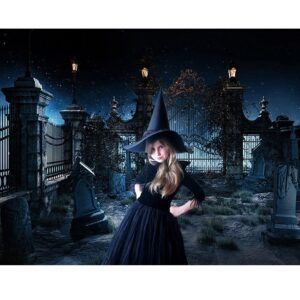 Maijoeyy 7x5ft Halloween Backdrops Graveyard Backdrops for Photography Scary Cemetary Photo Backdrop Halloween Party Backdrop for Kids Photography Props