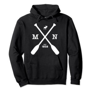 Minnesota Pullover Hoodie Moose and Paddles 1858 Midwest Pullover Hoodie