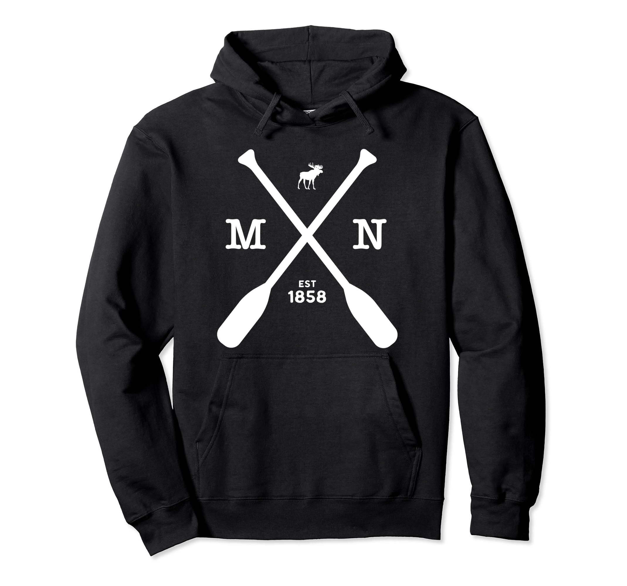 Minnesota Pullover Hoodie Moose and Paddles 1858 Midwest Pullover Hoodie