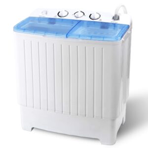 ZenStyle Compact Mini Twin Tub 17.6 LB Top Load Washing Machine w/Washer Spinner, Built-In Gravity Pump, 5.74 FT Power Cord and 6.57 FT Inlet Pipe Included