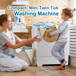 ZenStyle Compact Mini Twin Tub 17.6 LB Top Load Washing Machine w/Washer Spinner, Built-In Gravity Pump, 5.74 FT Power Cord and 6.57 FT Inlet Pipe Included