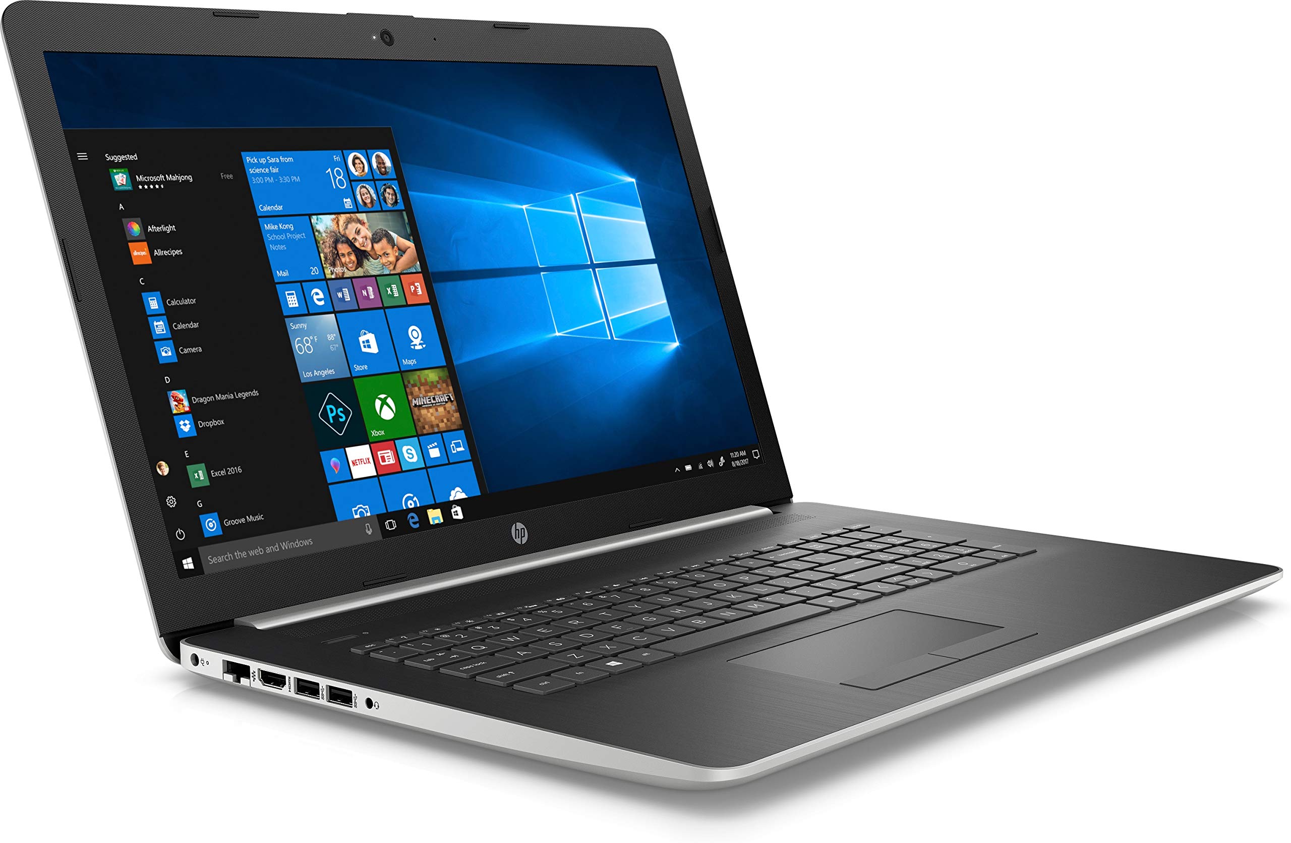 HP 17.3" HD+ Notebook, Intel Core i7-8550U Processor, 2TB Hard Drive, Optical Drive, HD Webcam, HD Audio, Windows 10 Home (Natural Silver)