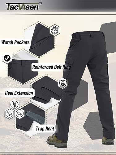 TACVASEN Men's Snow Ski Pants Insulated Thermal Warm Water Resistant Pants with Fleece Lined Utility Pockets Pants Mens Millitary Airsoft Army Pants