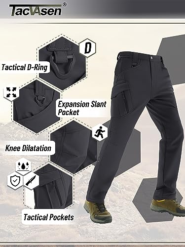 TACVASEN Men's Snow Ski Pants Insulated Thermal Warm Water Resistant Pants with Fleece Lined Utility Pockets Pants Mens Millitary Airsoft Army Pants