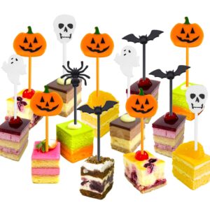 tatuo 50 pieces plastic halloween toothpicks halloween cupcake topper cake decorations picks ghost decor for kids birthday themed party favors supplies