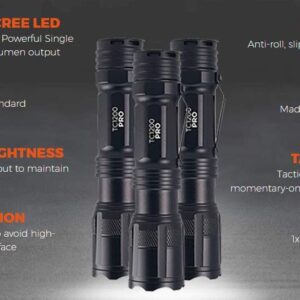 1TAC LED Ultra Bright High Powered 1200 Lumen Tactical Flashlight CREE LED | Waterproof Magnetic Base Lanyard Utility Clip Five Modes of Light | Aircraft Grade Aluminum