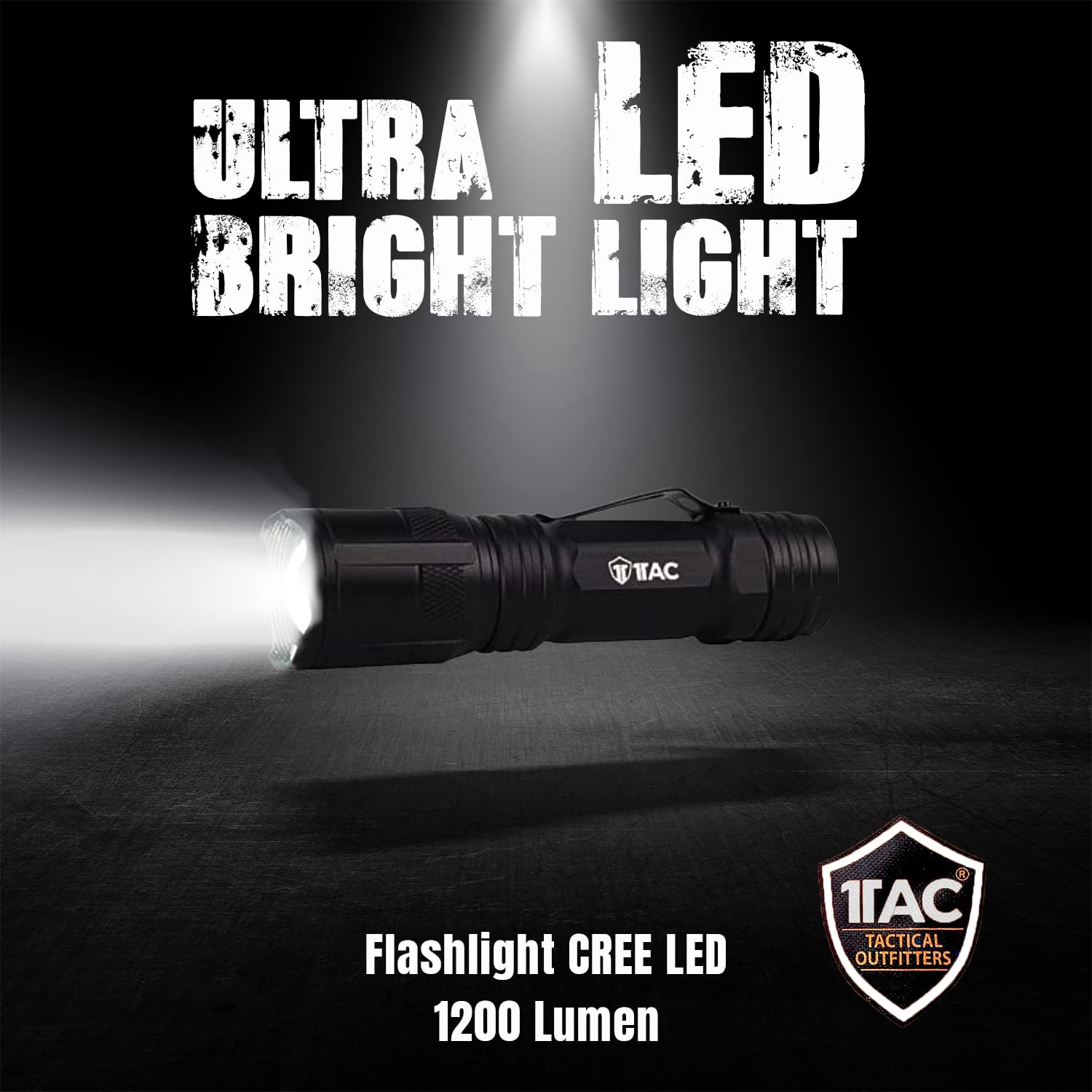 1TAC LED Ultra Bright High Powered 1200 Lumen Tactical Flashlight CREE LED | Waterproof Magnetic Base Lanyard Utility Clip Five Modes of Light | Aircraft Grade Aluminum