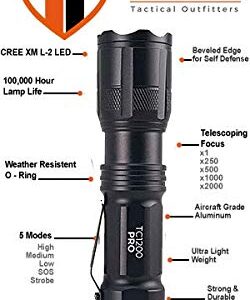 1TAC LED Ultra Bright High Powered 1200 Lumen Tactical Flashlight CREE LED | Waterproof Magnetic Base Lanyard Utility Clip Five Modes of Light | Aircraft Grade Aluminum