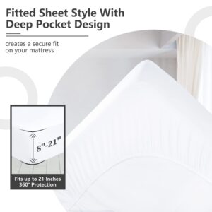 Waterproof Breathable Mattress Protector, Full Noiseless Premium Smooth Mattress Cover, Deep Pocket Fit Up to 18 Inches, Soft Washable Bed Cover