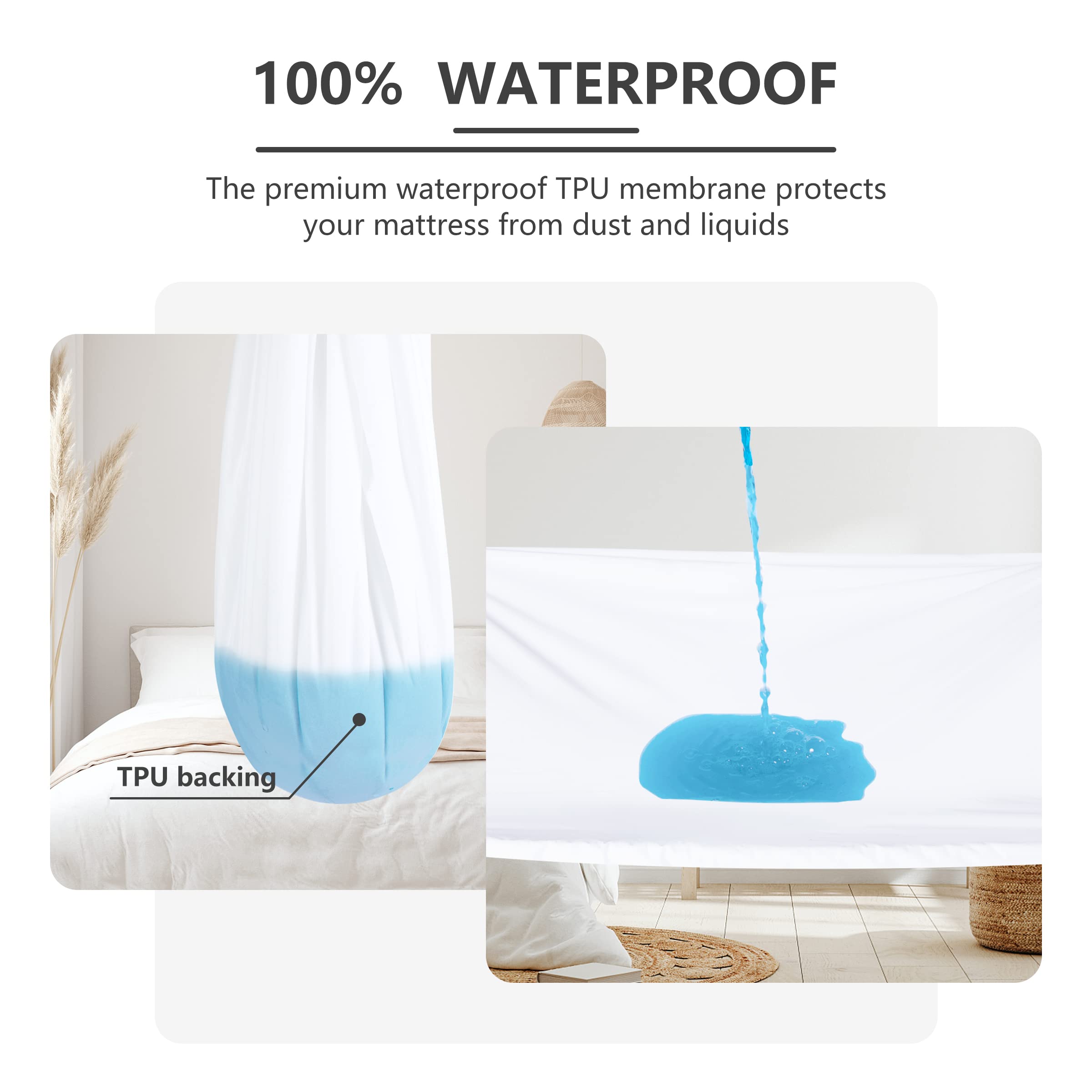 Waterproof Breathable Mattress Protector, Full Noiseless Premium Smooth Mattress Cover, Deep Pocket Fit Up to 18 Inches, Soft Washable Bed Cover