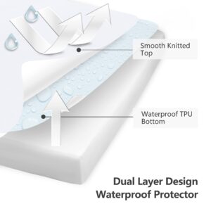 Waterproof Breathable Mattress Protector, Full Noiseless Premium Smooth Mattress Cover, Deep Pocket Fit Up to 18 Inches, Soft Washable Bed Cover