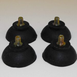 JL Missouri Parts 4X #8-32 1/4" Screw in 1" Rubber Suction Cups, 7/16" Tall, Made in USA Foot Isolator