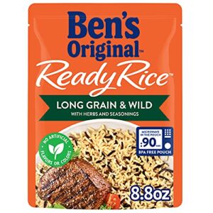 ben's original ready rice long grain and wild flavored rice, easy dinner side, 8.8 oz pouch (pack of 6)