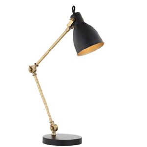 jonathan y jyl6003a barnes 24" led metal task lamp modern,contemporay,transitional for bedroom, living room, office, college dorm, coffee table, bookcase, black/brassgold