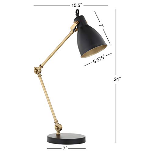 JONATHAN Y JYL6003A Barnes 24" LED Metal Task Lamp Modern,Contemporay,Transitional for Bedroom, Living Room, Office, College Dorm, Coffee Table, Bookcase, Black/BrassGold