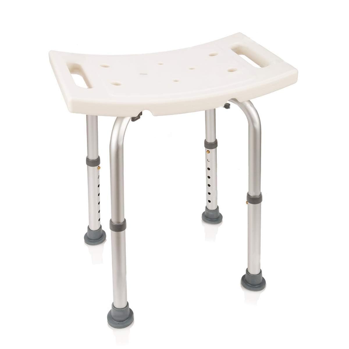 Healthline Trading Bath Bench Adjustable Height, Lightweight Compact and Small Chair for Shower, Adjustable Shower Chair Bath Bench Without Back with Non-Slip Seat, Bathtub Stool for Seniors, White