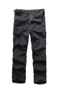 backbone boys girls kids combat army ranger camping outdoor camo cargo pants trousers (size xs = waist 22", black)