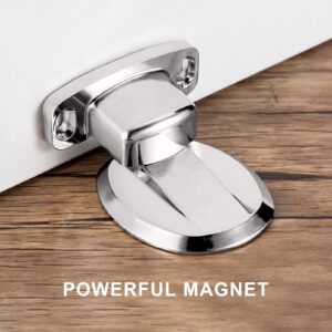 GGIENRUI Magnetic Door Stopper Floor Door Stop Magnetic Heavy Duty Door Holder for Keep Door Open with 3M Self Adhesive and Conceal Screw Mount, 1pcs, Silver