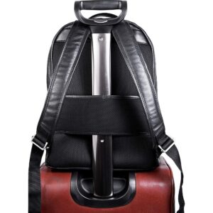 McKleinUSA Leather Dual Compartment Laptop Backpack, Parker, Pebble Grain Calfskin Leather, Black (88555)