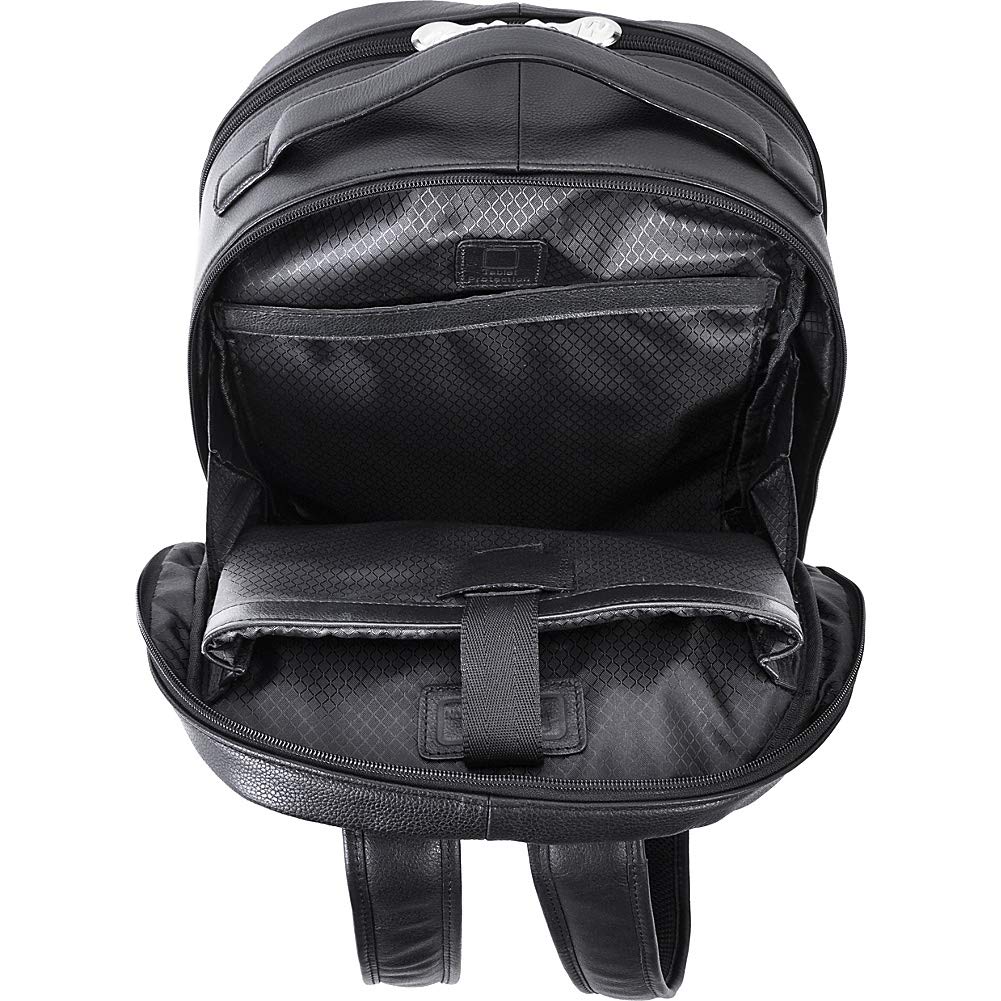 McKleinUSA Leather Dual Compartment Laptop Backpack, Parker, Pebble Grain Calfskin Leather, Black (88555)