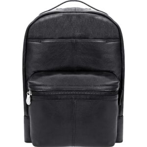 McKleinUSA Leather Dual Compartment Laptop Backpack, Parker, Pebble Grain Calfskin Leather, Black (88555)