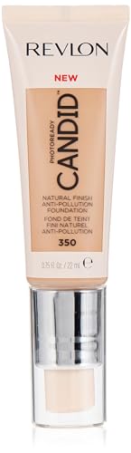 Revlon PhotoReady Candid Natural Finish Foundation, with Anti-Pollution, Antioxidant, Anti-Blue Light Ingredients, 350 Natural Tan, 0.75 fl. oz.