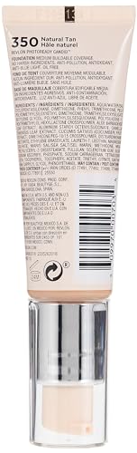 Revlon PhotoReady Candid Natural Finish Foundation, with Anti-Pollution, Antioxidant, Anti-Blue Light Ingredients, 350 Natural Tan, 0.75 fl. oz.