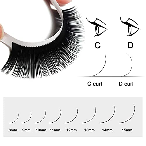 QUEWEL,Eyelash Extension Supplies 0.15 D Curl Mix-8-14mm Classic Individual Lash ExtensionsOptinal 0.03/0.05/0.07/0.10/0.15/0.20 C/D Single 8-25mm Mix 8-14mm 15-20mm 20-25mm(0.15 D MIX-8-14mm)