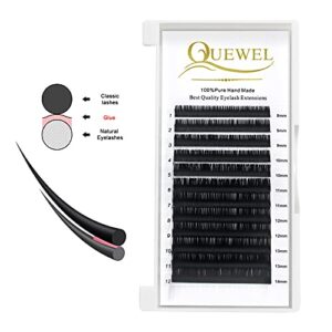 QUEWEL,Eyelash Extension Supplies 0.15 D Curl Mix-8-14mm Classic Individual Lash ExtensionsOptinal 0.03/0.05/0.07/0.10/0.15/0.20 C/D Single 8-25mm Mix 8-14mm 15-20mm 20-25mm(0.15 D MIX-8-14mm)