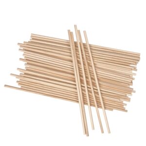 long wood dowel rods unfinished natural wood craft dowel sticks 50 pack 1/4 inch×12 inch