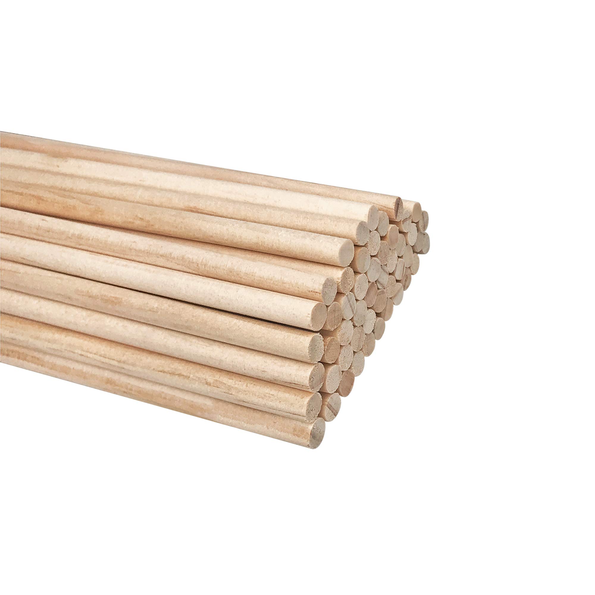 Long Wood Dowel Rods Unfinished Natural Wood Craft Dowel Sticks 50 Pack 1/4 Inch×12 Inch