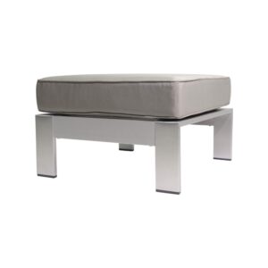 christopher knight home aya coral cushioned aluminum ottoman, silver and khaki